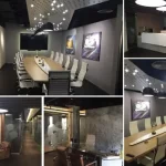 a completed conference room interior fit-out in Dubai. It is well palnned with good coulour theme and minimalistic design suitable for a coorporate space