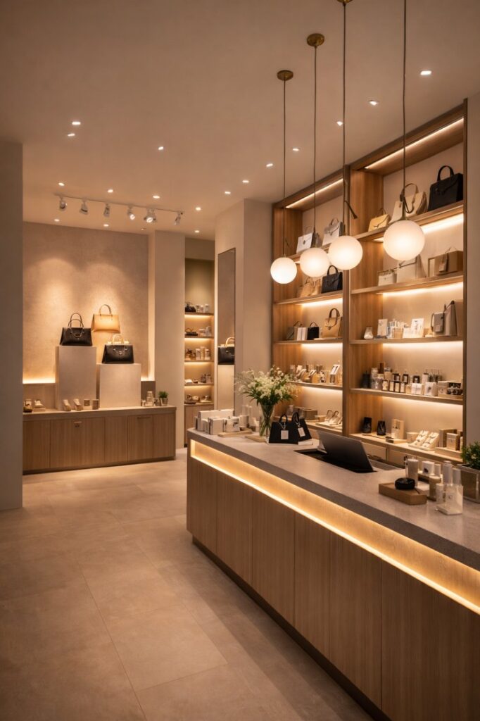 Retail shop fitout ideas in Dubai showcasing how proper lighting will create depth